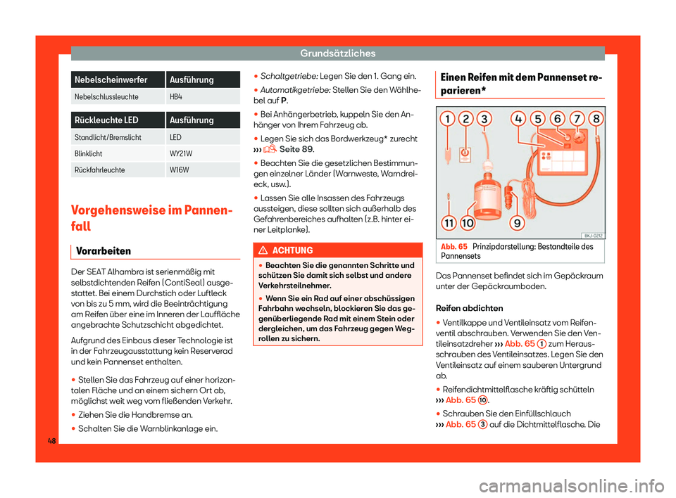 Seat Alhambra 2019  Betriebsanleitung (in German) Grunds
