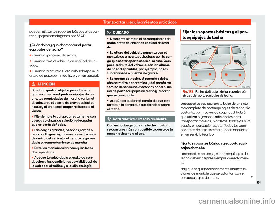 Seat Alhambra 2019  Manual del propietario (in Spanish) Transportar y equipamientos pr