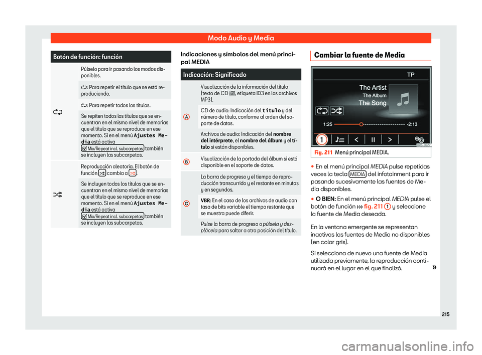 Seat Alhambra 2019  Manual del propietario (in Spanish) Modo Audio y Media
Bot