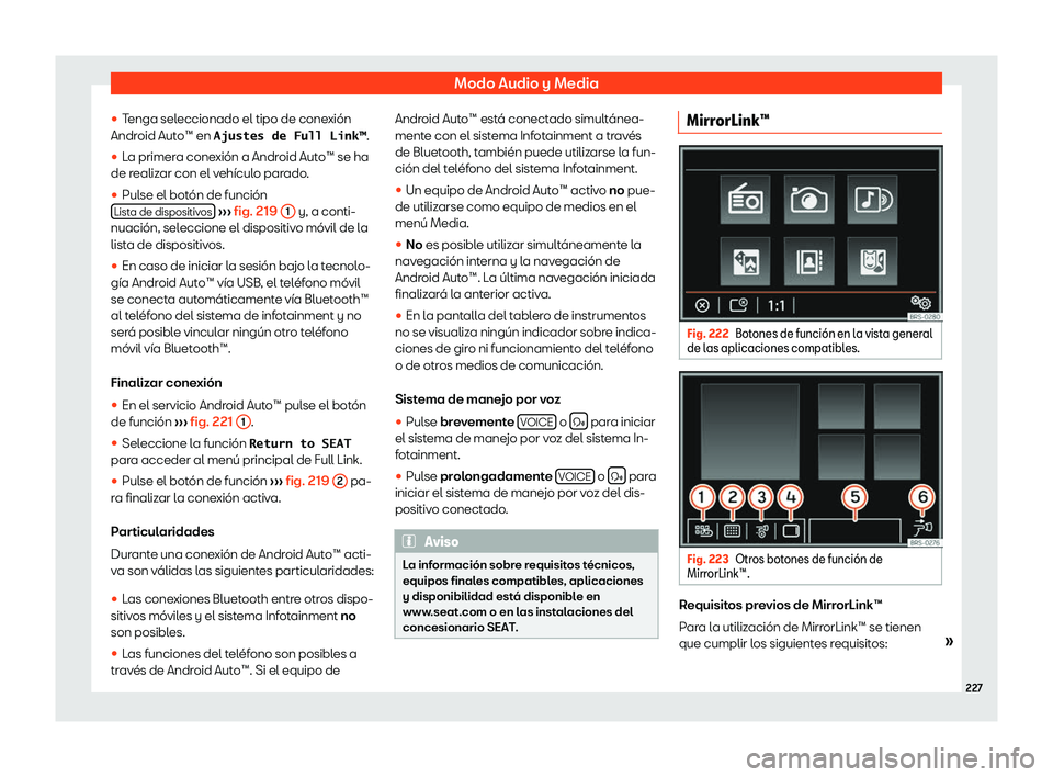Seat Alhambra 2019  Manual del propietario (in Spanish) Modo Audio y Media

