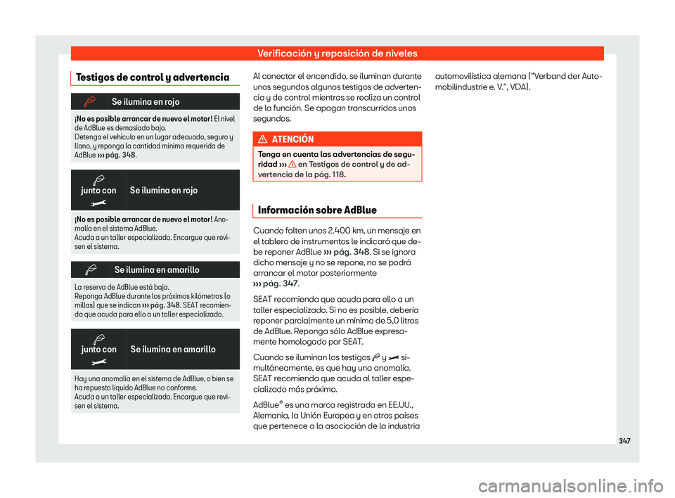 Seat Alhambra 2019  Manual del propietario (in Spanish) Verificaci
