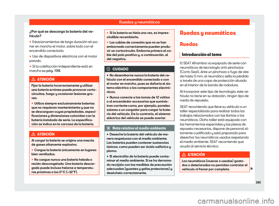 Seat Alhambra 2019  Manual del propietario (in Spanish) Ruedas y neum
