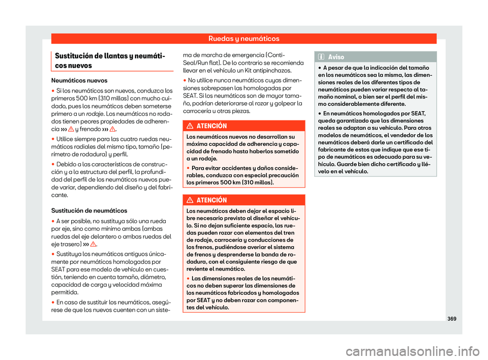 Seat Alhambra 2019  Manual del propietario (in Spanish) Ruedas y neum