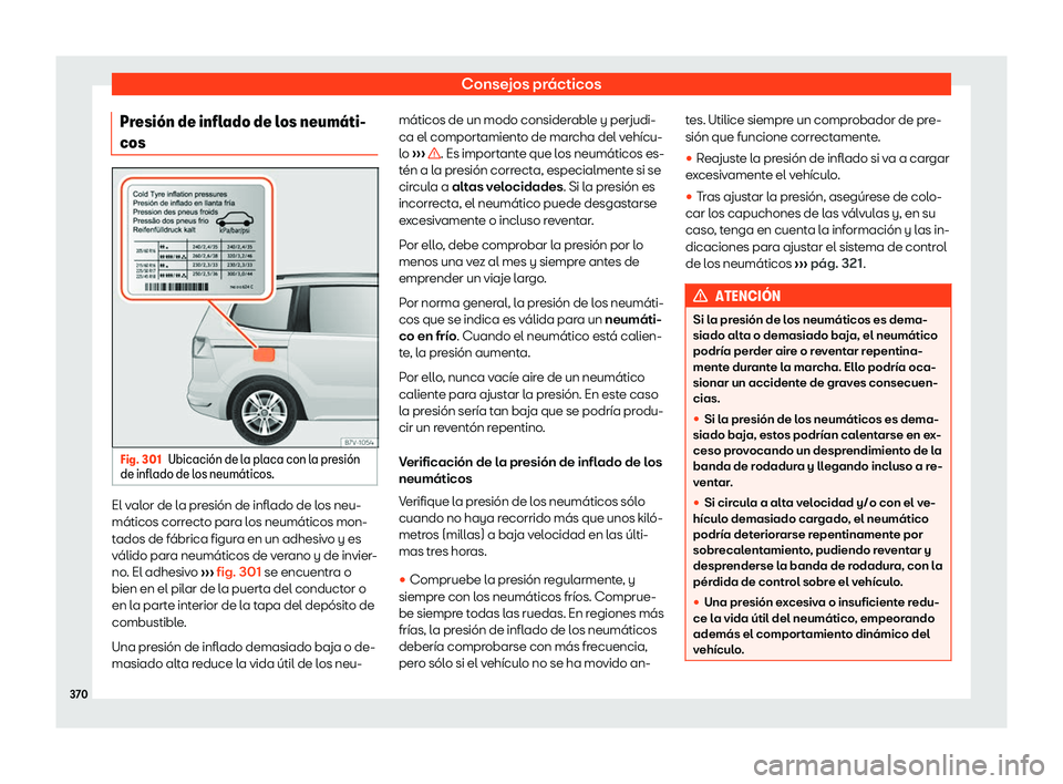Seat Alhambra 2019  Manual del propietario (in Spanish) Consejos pr
