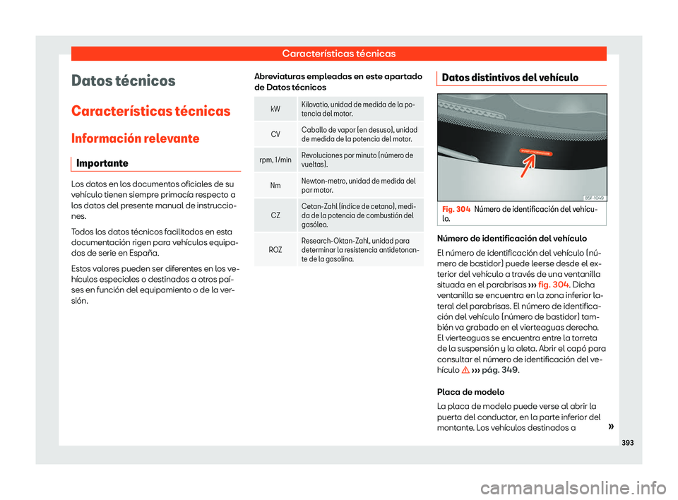 Seat Alhambra 2019  Manual del propietario (in Spanish) Caracter