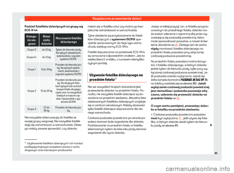 Seat Alhambra 2019  Instrukcja Obsługi (in Polish) Bezpieczne przewo