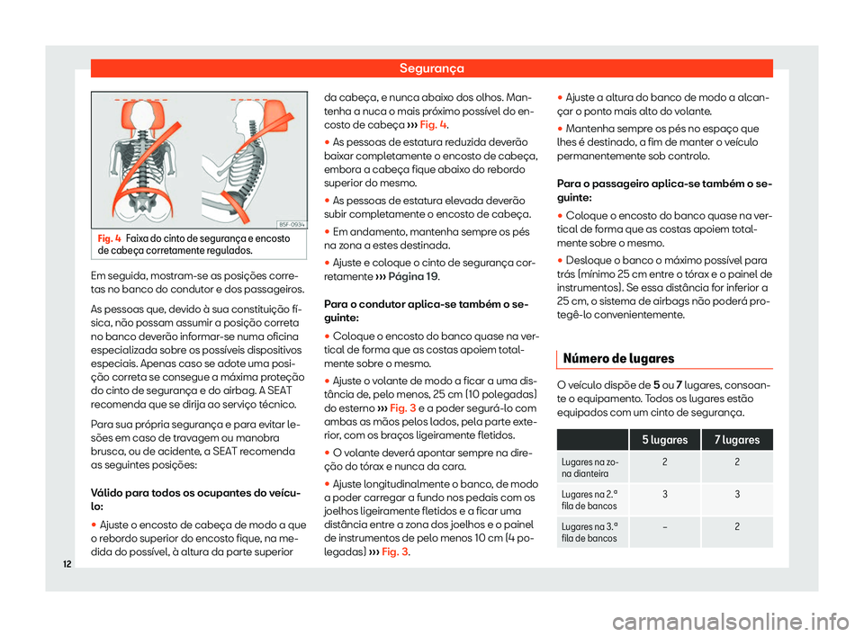 Seat Alhambra 2019  Manual do proprietário (in Portuguese)  Seguran