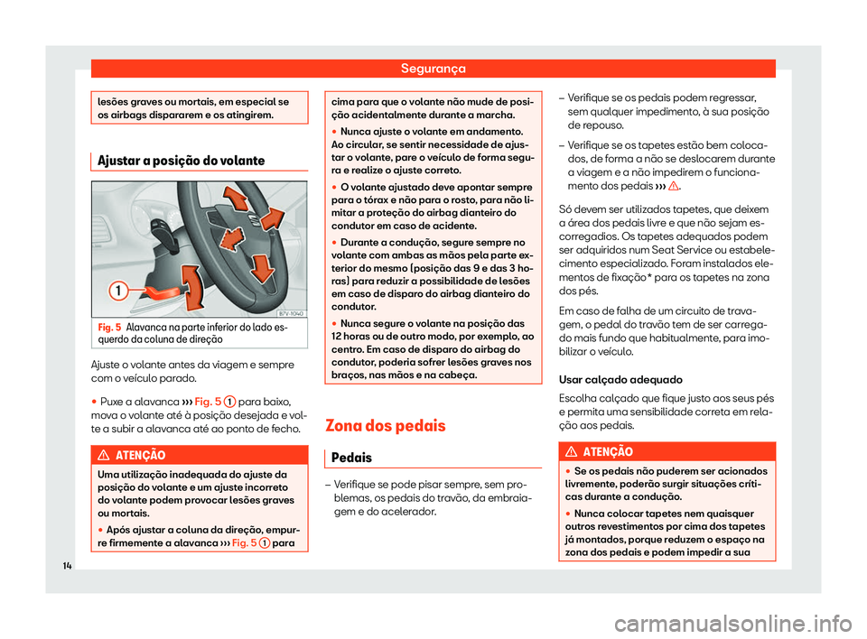 Seat Alhambra 2019  Manual do proprietário (in Portuguese)  Seguran