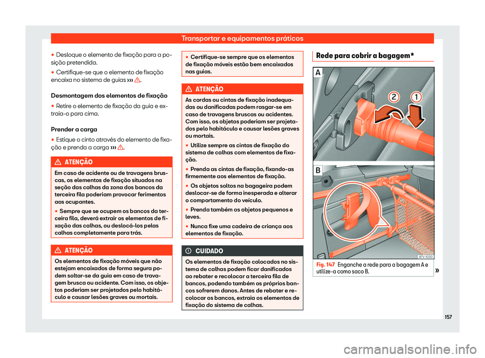 Seat Alhambra 2019  Manual do proprietário (in Portuguese)  Transportar e equipamentos pr