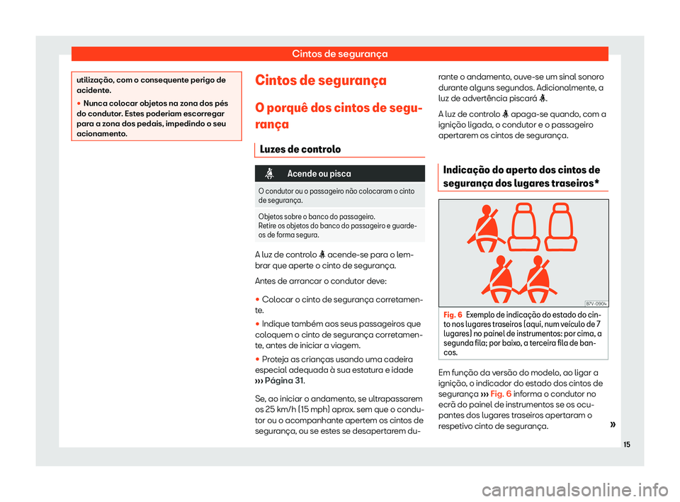 Seat Alhambra 2019  Manual do proprietário (in Portuguese)  Cintos de seguran