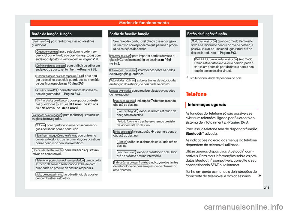Seat Alhambra 2019  Manual do proprietário (in Portuguese)  Modos de funcionamento
Bot