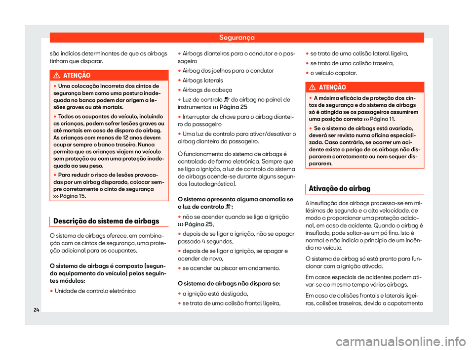 Seat Alhambra 2019  Manual do proprietário (in Portuguese)  Seguran