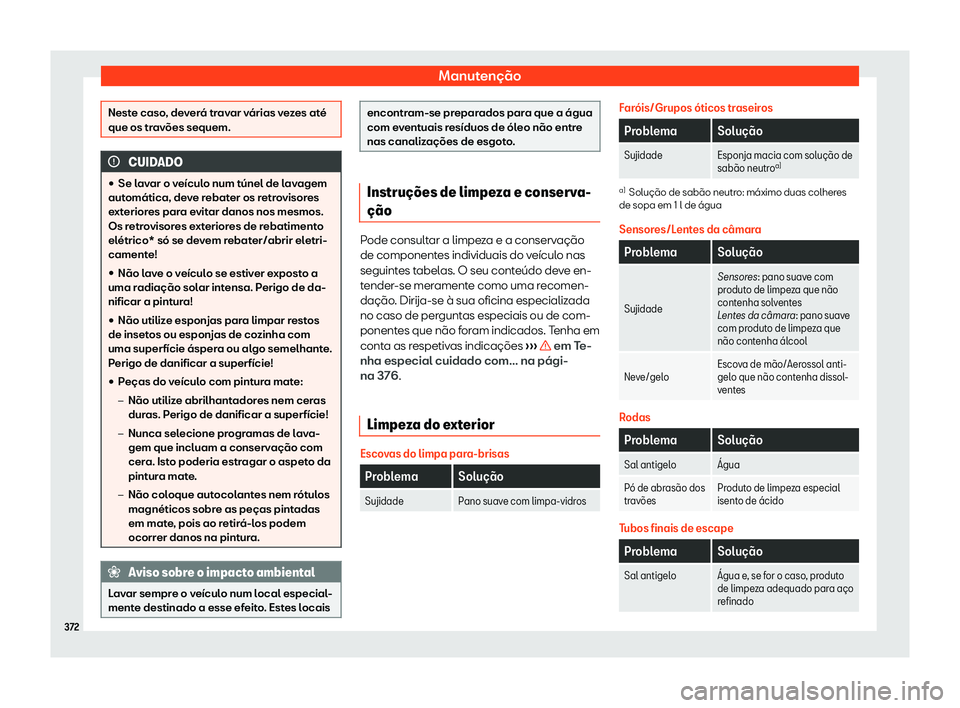 Seat Alhambra 2019  Manual do proprietário (in Portuguese)  Manuten