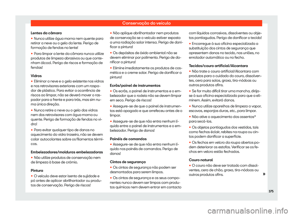 Seat Alhambra 2019  Manual do proprietário (in Portuguese)  Conserva