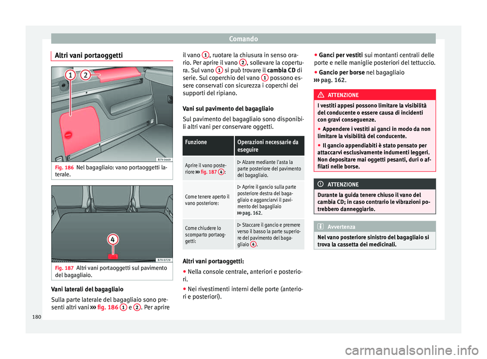 Seat Alhambra 2018 Manuale del proprietario (in Italian) Comando
Altri vani portaoggetti Fig. 186
Nel bagagliaio: vano portaoggetti la-
t er
al
e. Fig. 187
Altri vani portaoggetti sul pavimento
del b
ag
agliaio. Vani laterali del bagagliaio
S
u
l
la part Seat Alhambra 2018 Manuale del proprietario (in Italian) Comando
Altri vani portaoggetti Fig. 186
Nel bagagliaio: vano portaoggetti la-
t er
al
e. Fig. 187
Altri vani portaoggetti sul pavimento
del b
ag
agliaio. Vani laterali del bagagliaio
S
u
l
la part