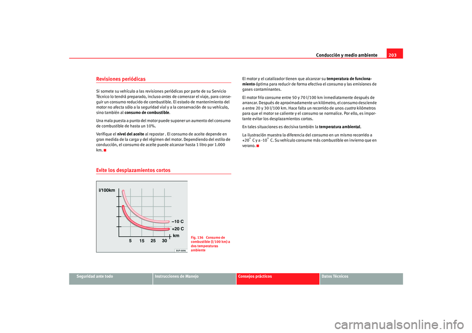 Seat Alhambra 2007 Manual del propietario (in Spanish) Conducción y medio ambiente203
Seguridad ante todo
Instrucciones de Manejo
Consejos prácticos
Datos Técnicos
Revisiones periódicasSi somete su vehículo a las revisiones periódicas por parte de s Seat Alhambra 2007 Manual del propietario (in Spanish) Conducción y medio ambiente203
Seguridad ante todo
Instrucciones de Manejo
Consejos prácticos
Datos Técnicos
Revisiones periódicasSi somete su vehículo a las revisiones periódicas por parte de s