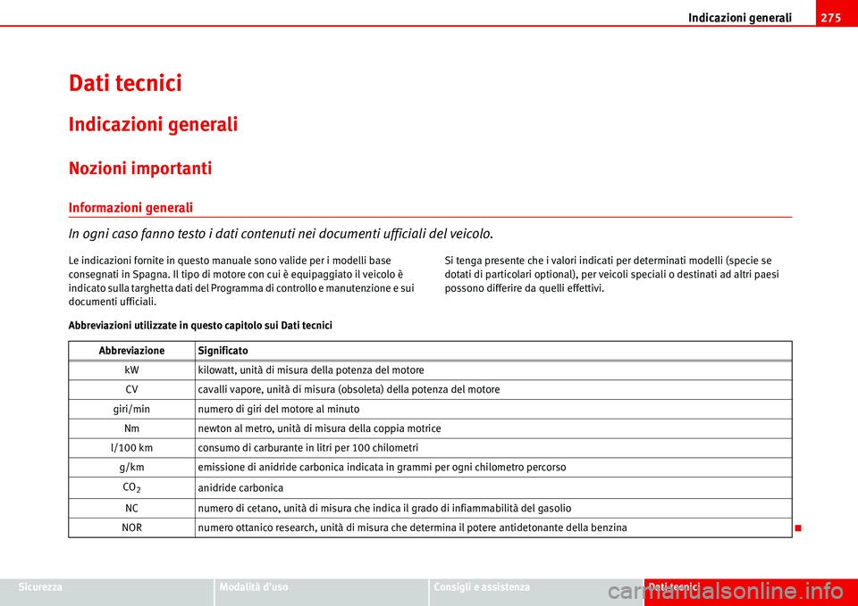 Seat Alhambra 2006 Manuale del proprietario (in Italian) Indicazioni generali275
SicurezzaModalità dusoConsigli e assistenzaDati tecnici
Dati tecnici
Indicazioni generali
Nozioni importanti
Informazioni generali
In ogni caso fanno testo i dati contenuti n Seat Alhambra 2006 Manuale del proprietario (in Italian) Indicazioni generali275
SicurezzaModalità dusoConsigli e assistenzaDati tecnici
Dati tecnici
Indicazioni generali
Nozioni importanti
Informazioni generali
In ogni caso fanno testo i dati contenuti n