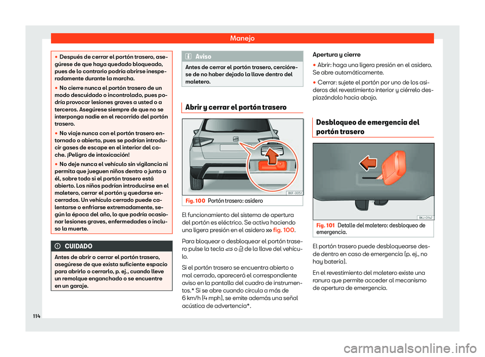 Seat Arona 2020  Manual del propietario (in Spanish) Manejo
