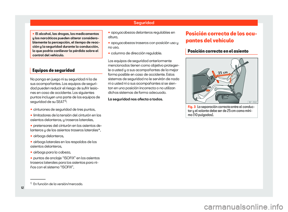 Seat Arona 2020  Manual del propietario (in Spanish) Seguridad
