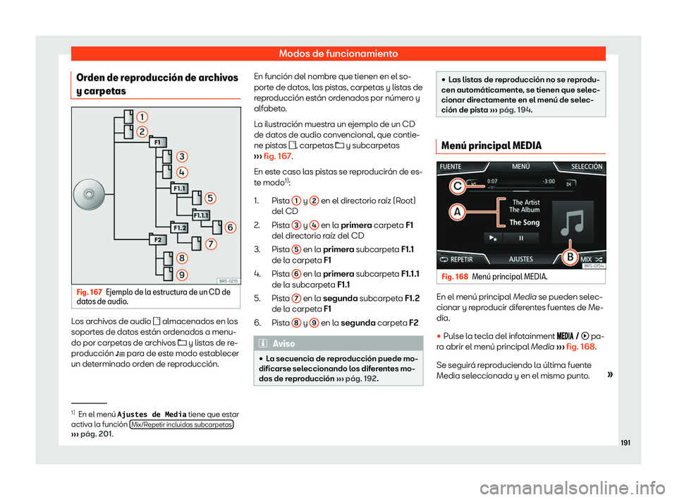 Seat Arona 2020  Manual del propietario (in Spanish) Modos de funcionamiento
Orden de reproducci