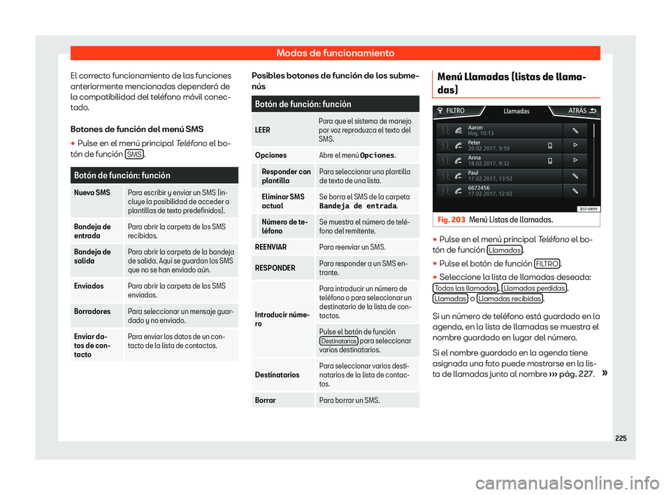 Seat Arona 2020  Manual del propietario (in Spanish) Modos de funcionamiento
El correcto funcionamiento de las funciones
ant eriorment
e mencionadas depender 