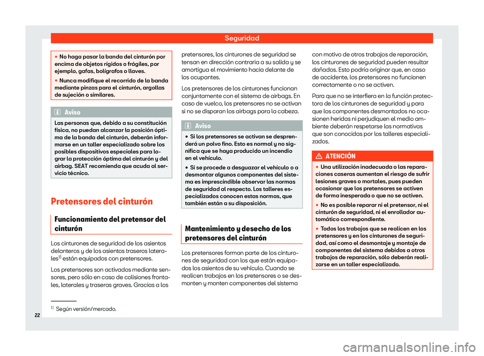 Seat Arona 2020  Manual del propietario (in Spanish) Seguridad
