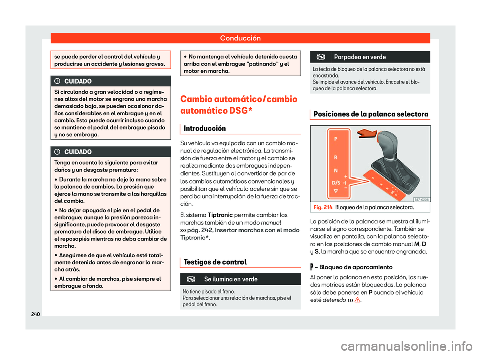 Seat Arona 2020  Manual del propietario (in Spanish) Conducci