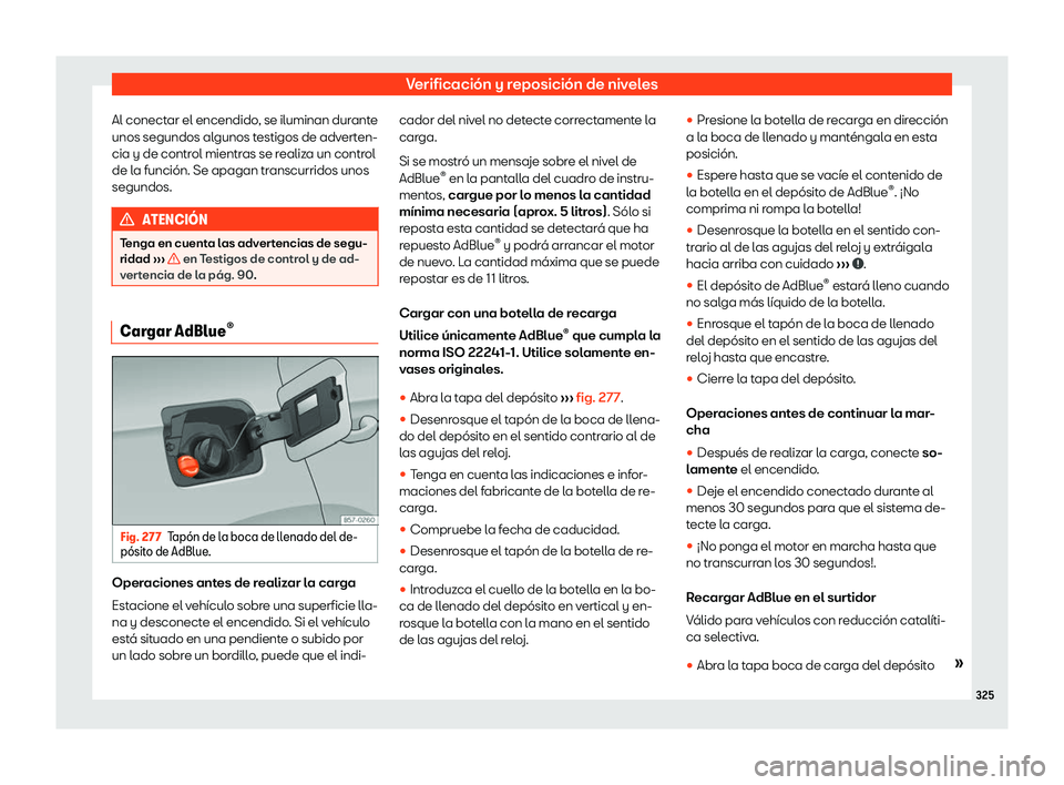 Seat Arona 2020  Manual del propietario (in Spanish) Verificaci