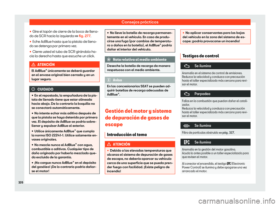 Seat Arona 2020  Manual del propietario (in Spanish) Consejos pr