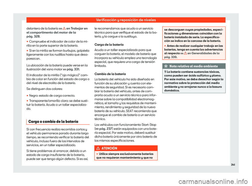 Seat Arona 2020  Manual del propietario (in Spanish) Verificaci