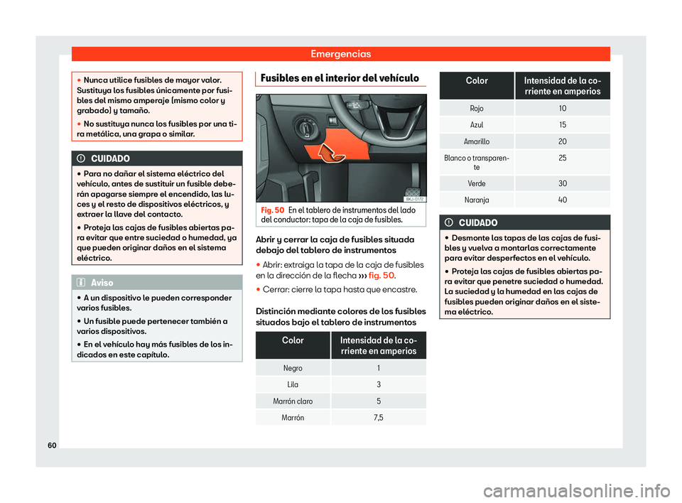 Seat Arona 2020  Manual del propietario (in Spanish) Emergencias
