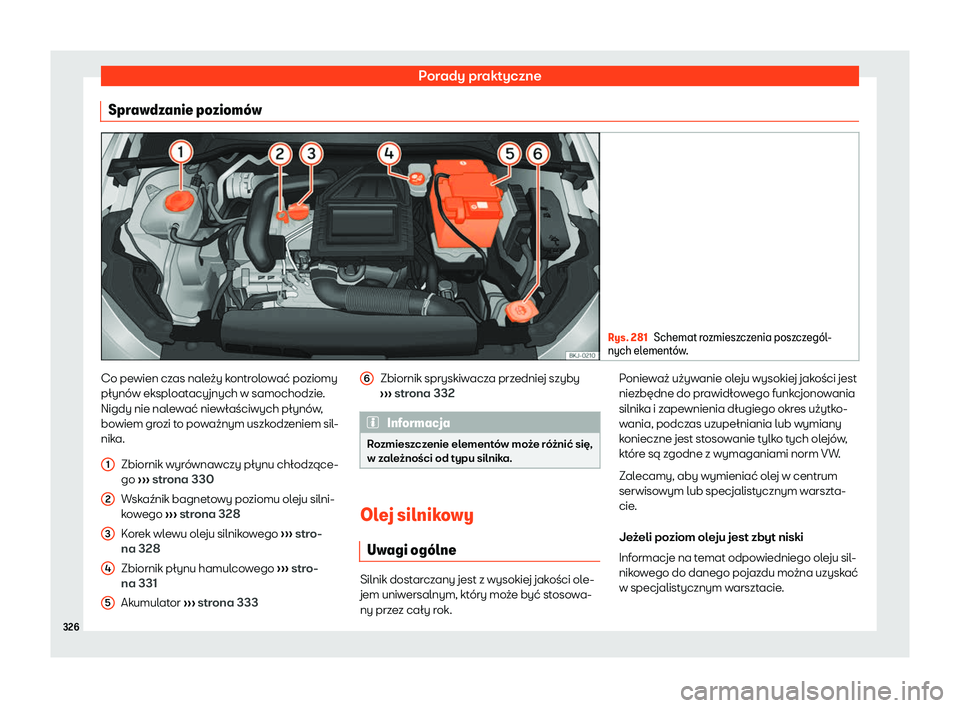 Seat Arona 2020  Instrukcja Obsługi (in Polish) Porady praktyczne
Sprawdzanie poziom