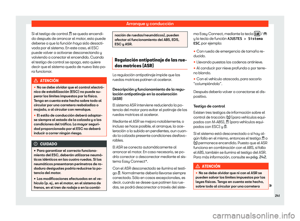 Seat Arona 2019  Manual del propietario (in Spanish) Arranque y conducci