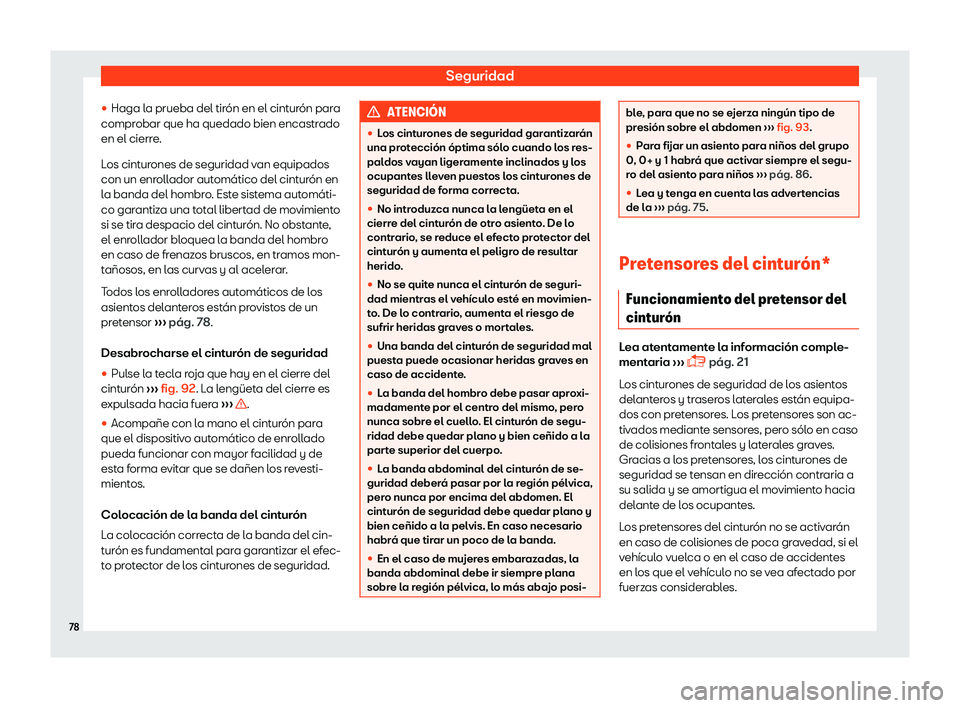 Seat Arona 2019  Manual del propietario (in Spanish) Seguridad
