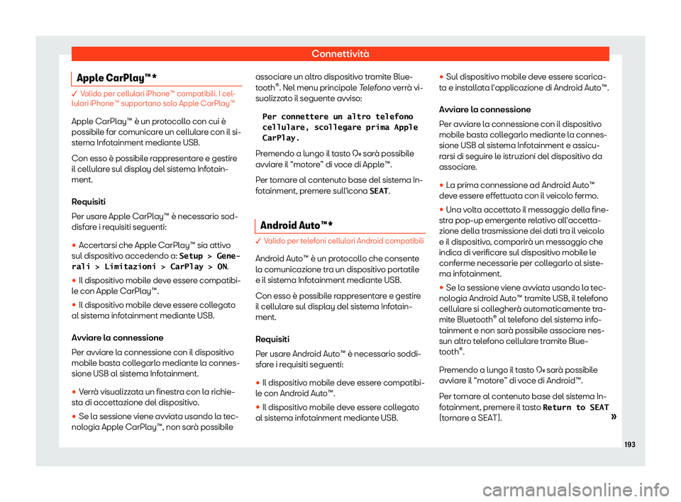 Seat Arona 2019  Manuale del proprietario (in Italian) Connettivit