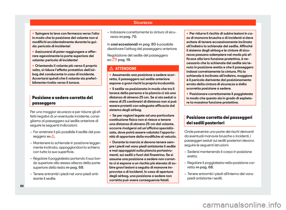 Seat Arona 2019  Manuale del proprietario (in Italian) Sicurezza
