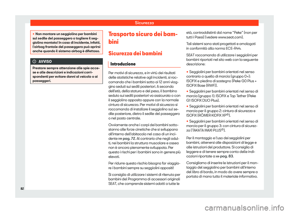 Seat Arona 2019  Manuale del proprietario (in Italian) Sicurezza
