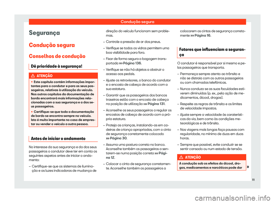 Seat Arona 2019  Manual do proprietário (in Portuguese)  Condu