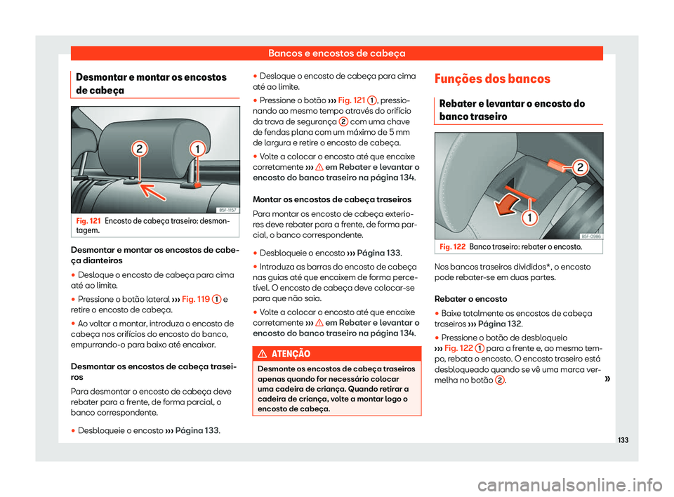Seat Arona 2019  Manual do proprietário (in Portuguese)  Bancos e encostos de cabe