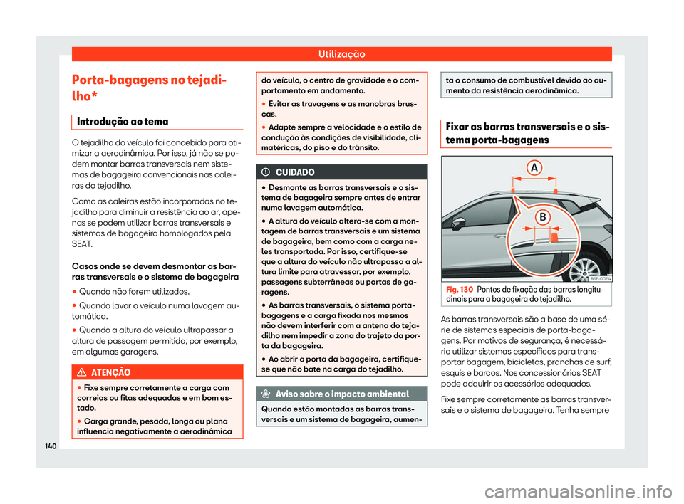 Seat Arona 2019  Manual do proprietário (in Portuguese)  Utiliza