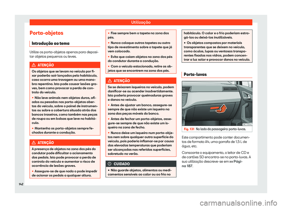 Seat Arona 2019  Manual do proprietário (in Portuguese)  Utiliza