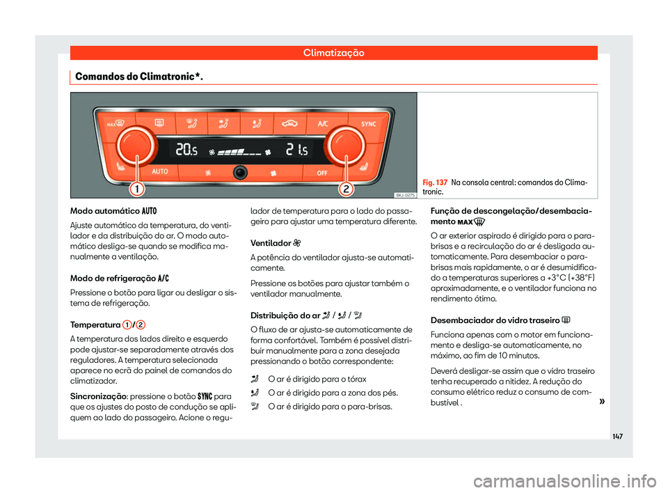 Seat Arona 2019  Manual do proprietário (in Portuguese)  Climatiza