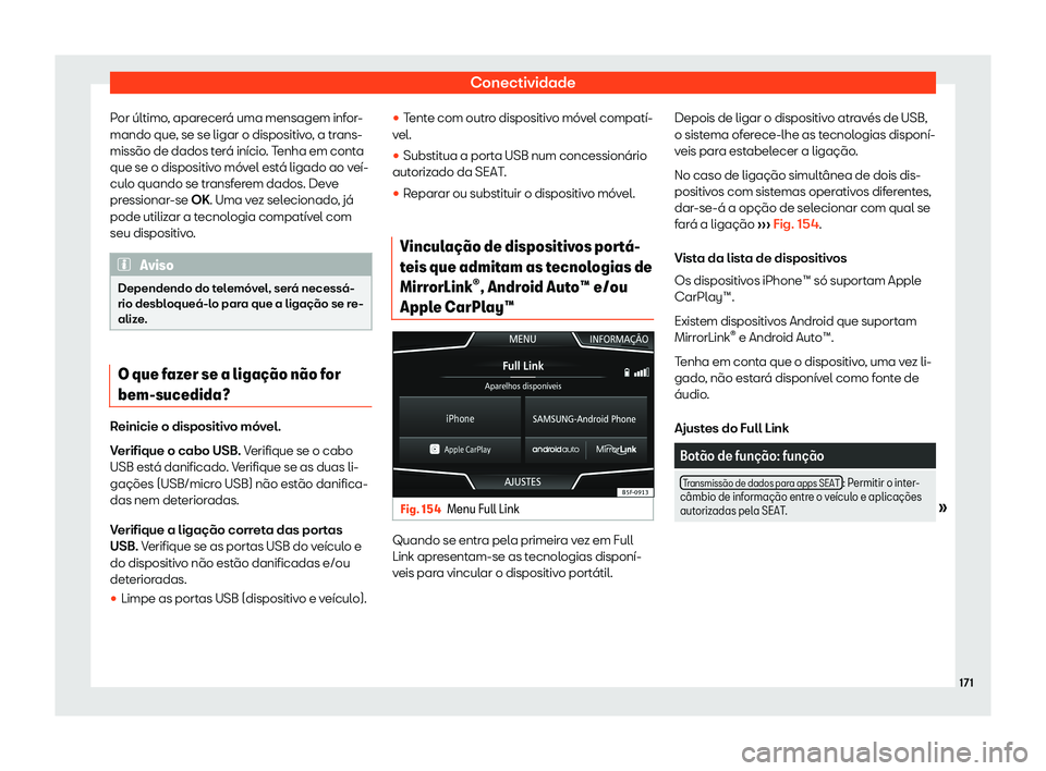 Seat Arona 2019  Manual do proprietário (in Portuguese)  Conectividade
Por 