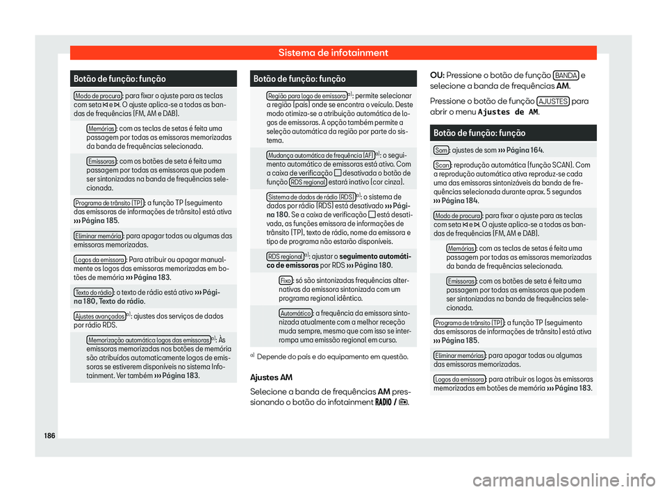 Seat Arona 2019  Manual do proprietário (in Portuguese)  Sistema de infotainment
Bot