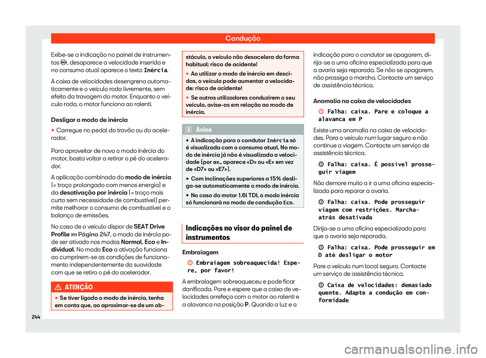 Seat Arona 2019  Manual do proprietário (in Portuguese)  Condu