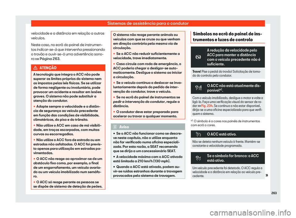 Seat Arona 2019  Manual do proprietário (in Portuguese)  Sistemas de assist