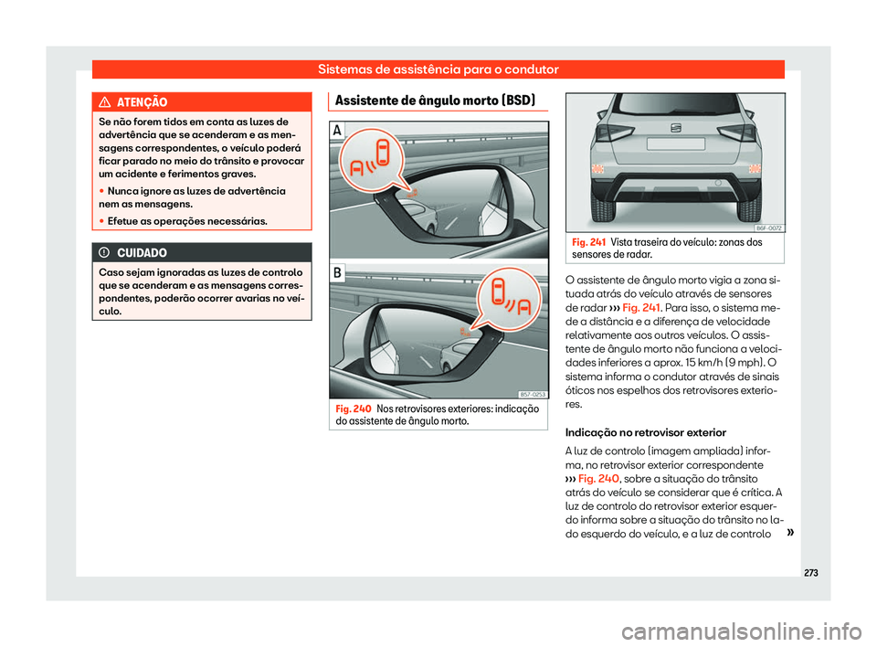 Seat Arona 2019  Manual do proprietário (in Portuguese)  Sistemas de assist