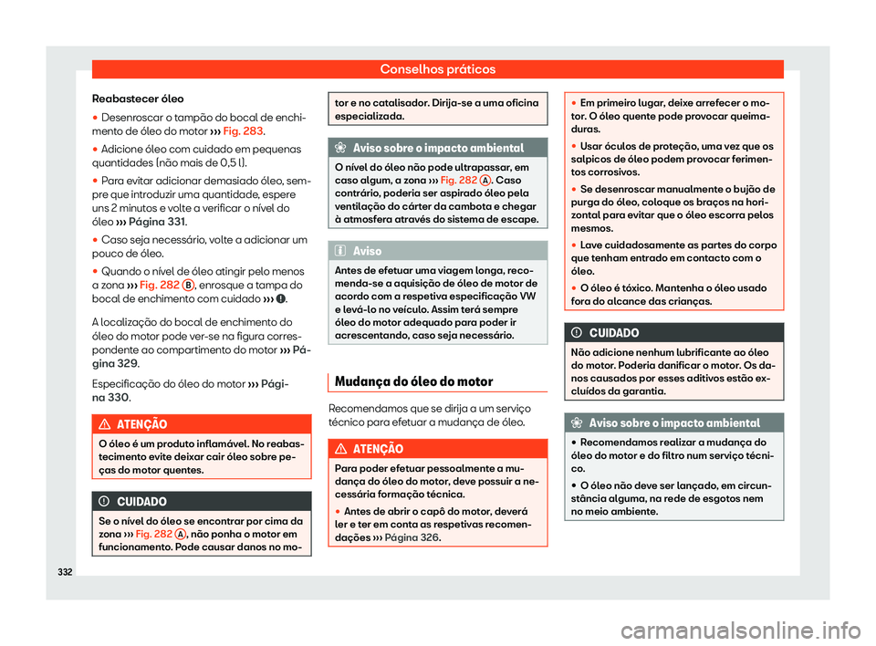Seat Arona 2019  Manual do proprietário (in Portuguese)  Conselhos pr