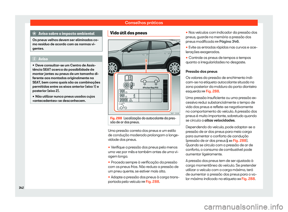 Seat Arona 2019  Manual do proprietário (in Portuguese)  Conselhos pr