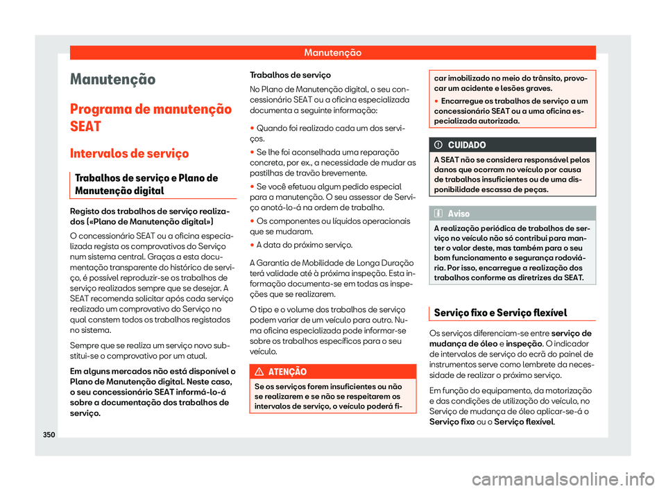 Seat Arona 2019  Manual do proprietário (in Portuguese)  Manuten